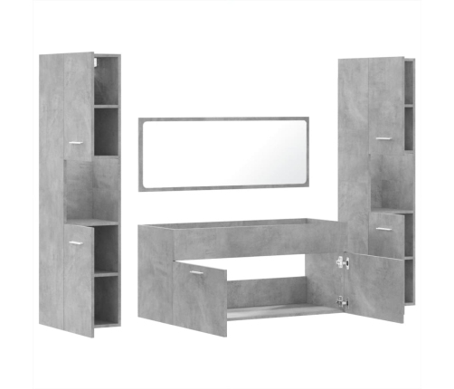 Juego muebles de baño 4 pzas madera contrachapada gris hormigón