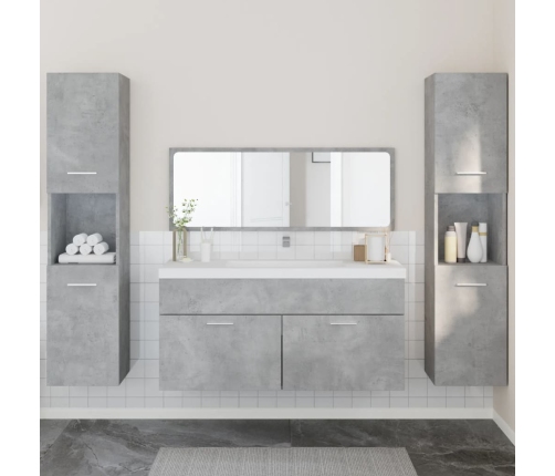 Juego muebles de baño 4 pzas madera contrachapada gris hormigón