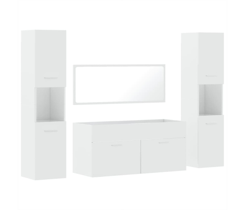 Juego muebles de baño 4 pzas madera contrachapada blanco brillo