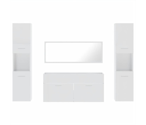 Juego muebles de baño 4 pzas madera contrachapada blanco brillo