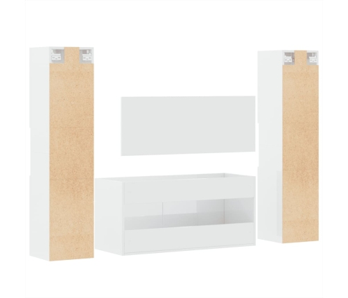 Juego muebles de baño 4 pzas madera contrachapada blanco brillo