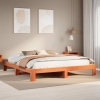 Cama sin colchón madera maciza de pino marrón cera 200x200 cm