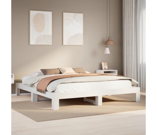 Cama sin colchón madera maciza de pino blanca 180x200 cm