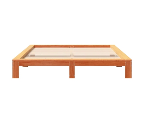 Cama sin colchón madera maciza de pino marrón cera 180x200 cm