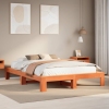 Cama sin colchón madera maciza de pino marrón cera 160x200 cm