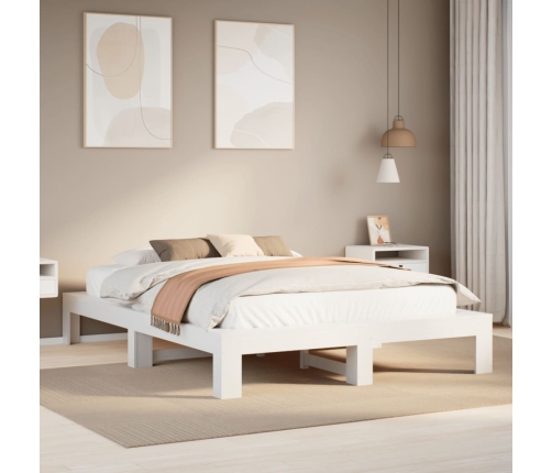 Estructura de cama sin colchón madera de pino blanca 150x200 cm