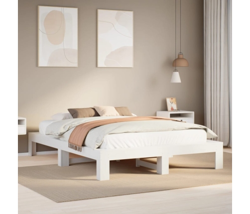 Estructura de cama sin colchón madera de pino blanca 140x200 cm