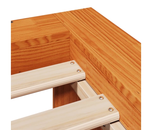 Cama sin colchón madera maciza de pino marrón cera 140x200 cm
