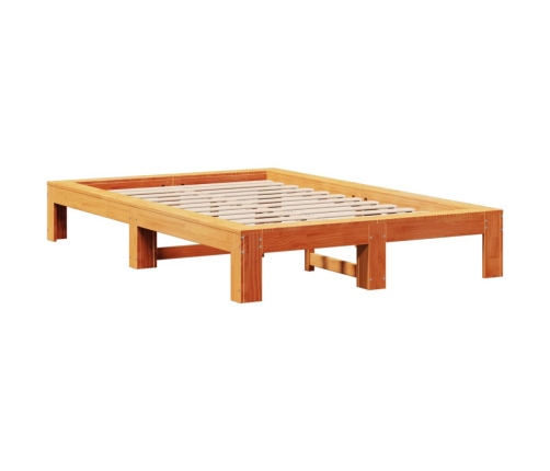 Cama sin colchón madera maciza de pino marrón cera 120x200 cm