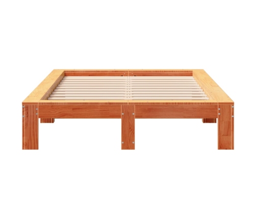 Cama sin colchón madera maciza de pino marrón cera 120x200 cm