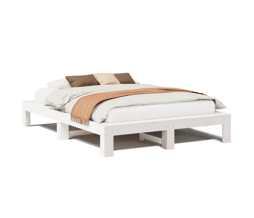 Estructura de cama sin colchón madera de pino blanca 140x190 cm