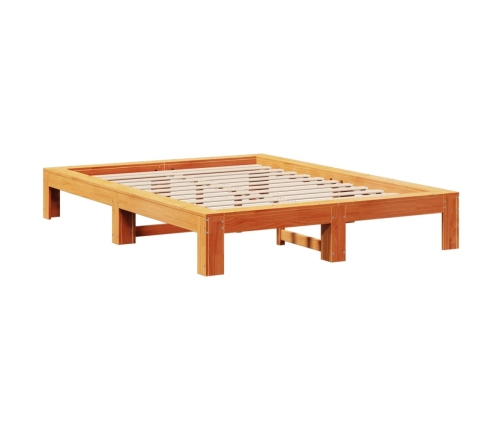 Estructura de cama sin colchón madera maciza marrón 135x190 cm