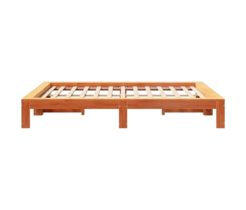 Estructura de cama sin colchón madera maciza marrón 135x190 cm