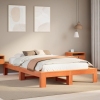 Estructura de cama sin colchón madera maciza marrón 135x190 cm