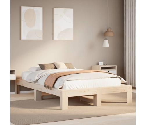 Estructura de cama sin colchón madera maciza de pino 120x190 cm