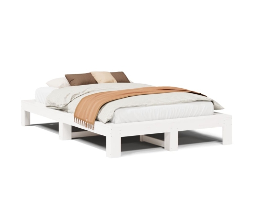 Estructura de cama sin colchón madera maciza blanca 120x190 cm