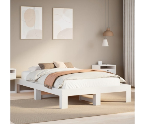 Estructura de cama sin colchón madera maciza blanca 120x190 cm