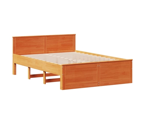 Cama con cabecero sin colchón madera maciza marrón 160x200 cm