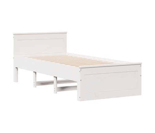 Cama con cabecero sin colchón madera maciza blanca 90x200 cm