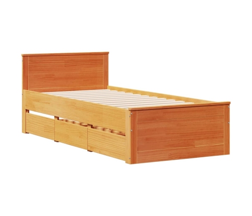 Cama con cabecero sin colchón madera de pino marrón 90x200 cm