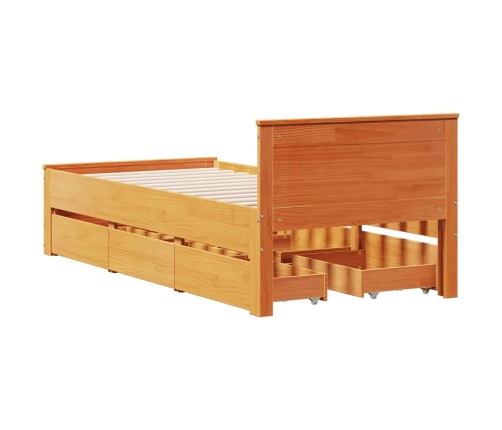 Cama con cabecero sin colchón madera de pino marrón 90x200 cm