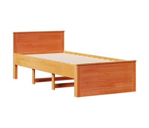 Cama con cabecero sin colchón madera de pino marrón 90x200 cm