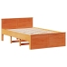 Cama con cabecero sin colchón madera maciza marrón 135x190 cm