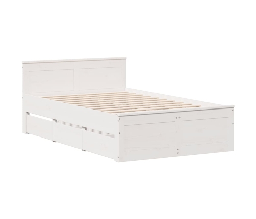 Cama con cabecero sin colchón madera maciza blanca 120x190 cm