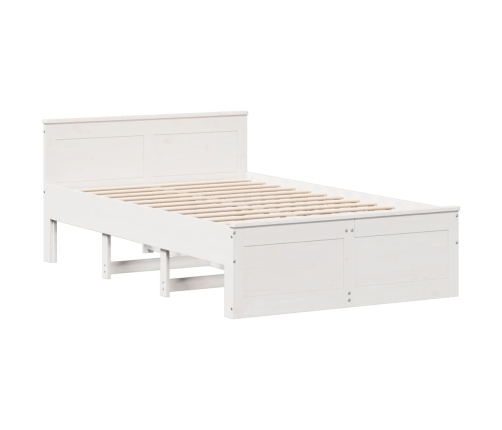 Cama con cabecero sin colchón madera maciza blanca 120x190 cm