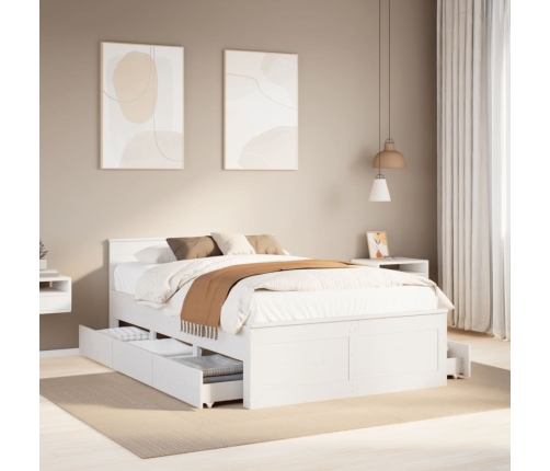 Cama con cabecero sin colchón madera maciza blanca 120x190 cm