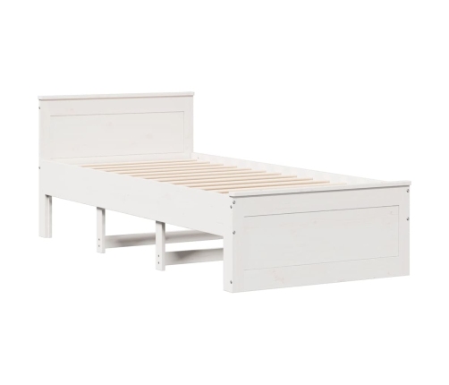 Cama sin colchón y cabecero madera maciza pino blanca 90x190 cm