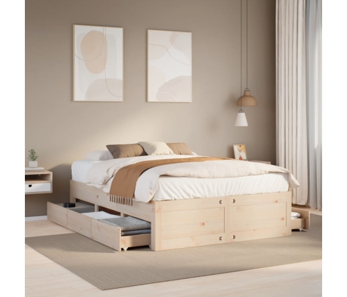 Cama con cajones sin colchón madera maciza de pino 160x200 cm