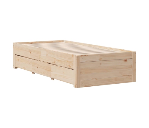 Cama sin colchón con cajones madera maciza de pino 100x200 cm