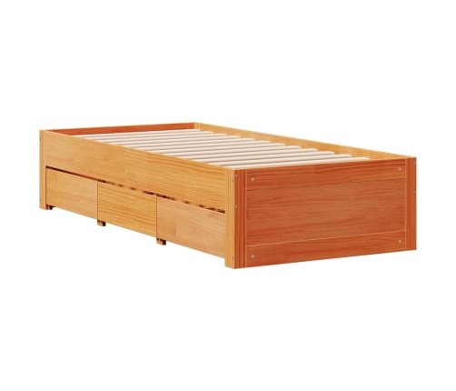 Cama sin colchón con cajones madera de pino marrón 90x200 cm