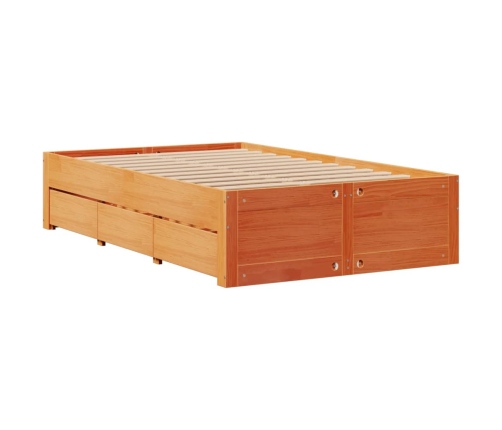 Cama sin colchón con cajones madera de pino marrón 135x190 cm