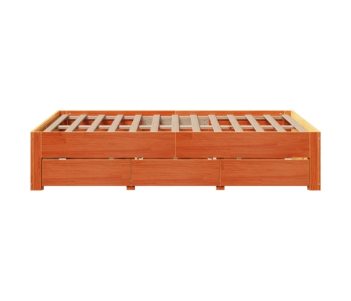 Cama sin colchón con cajones madera de pino marrón 135x190 cm