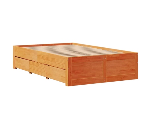 Cama sin colchón con cajones madera de pino marrón 135x190 cm