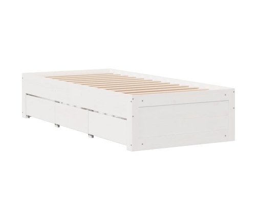 Cama sin colchón con cajones madera de pino blanco 75x190 cm