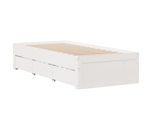 Cama sin colchón con cajones madera de pino blanco 75x190 cm