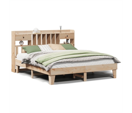 Estructura de cama sin colchón madera maciza de pino 200x200 cm