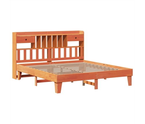 Cama sin colchón madera maciza de pino marrón cera 200x200 cm