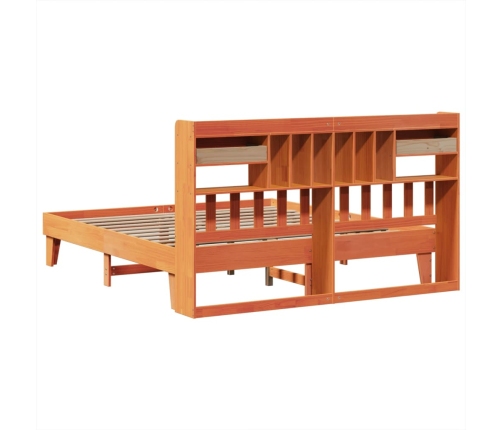 Cama sin colchón madera maciza de pino marrón cera 200x200 cm