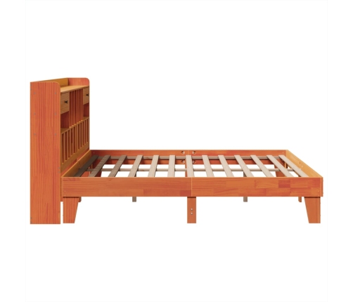 Cama sin colchón madera maciza de pino marrón cera 180x200 cm