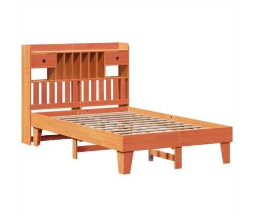 Cama sin colchón madera maciza de pino marrón cera 120x200 cm