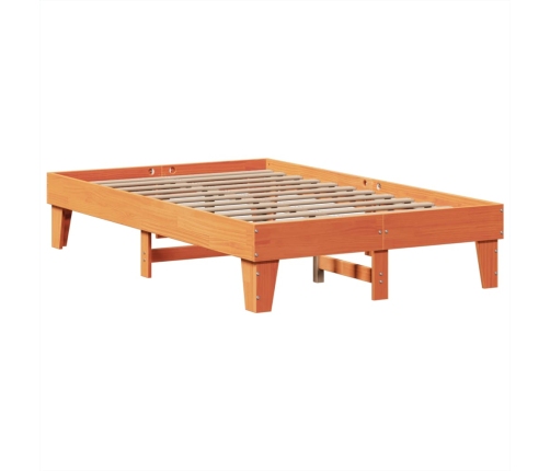 Cama sin colchón madera maciza de pino marrón cera 120x200 cm