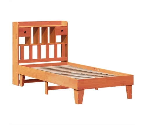 Cama sin colchón madera maciza de pino marrón cera 100x200 cm