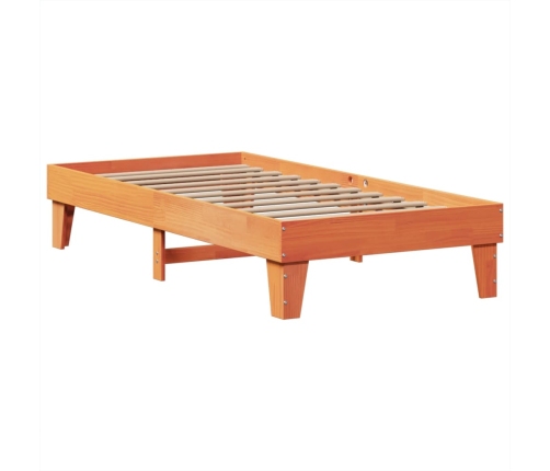 Cama sin colchón madera maciza de pino marrón cera 100x200 cm