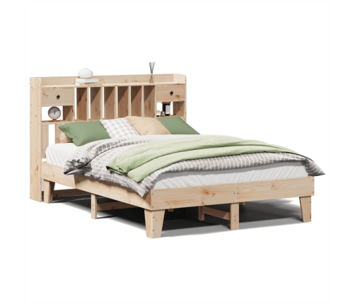 Estructura de cama sin colchón madera maciza de pino 140x190 cm