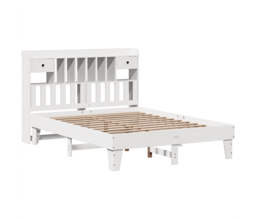 Estructura de cama sin colchón madera de pino blanca 140x190 cm