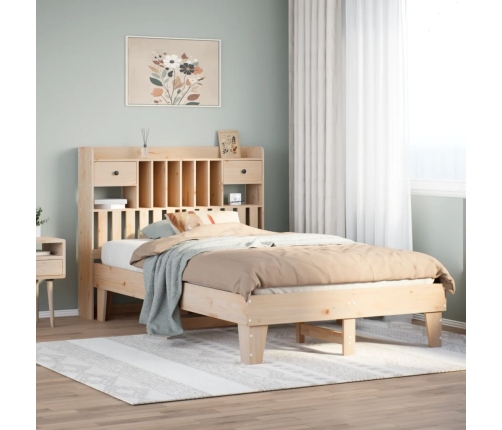 Estructura de cama sin colchón madera maciza de pino 135x190 cm